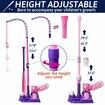 3-in-1 Baseball Set for Kids,Height Adjustable Tee Ball Set with 6 Softballs,T Ball Stand,Hanging Tee,Auto Ball Launcher,Retractable Bat,Age3+ Pink