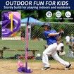 3-in-1 Baseball Set for Kids,Height Adjustable Tee Ball Set with 6 Softballs,T Ball Stand,Hanging Tee,Auto Ball Launcher,Retractable Bat,Age3+ Pink
