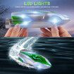 Mini High Speed RC Boat Remote Control LED Lights 360 Degree Rotation Pool Water Toy Gifts for Boys Girls Color Green