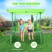 Kids Swing Chair 2 Seat Outdoor Furniture Garden Porch Hammock Patio Activity Play Centre Lounge Bench Metal with Canopy