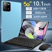 10.1 Inch Tablet Android Pad 6Gb+128Gb With 5G Wifi Lcd Screen ,Bluetooth Keyboard,Headset,Holder Color Blue