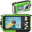 Waterproof Camera Digital Underwater 27K 48MP Video Recorder Selfie Dual Screens 16X Zoom Flashlight Snorkeling Adventure Photography Green