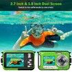 Waterproof Camera Digital Underwater 27K 48MP Video Recorder Selfie Dual Screens 16X Zoom Flashlight Snorkeling Adventure Photography Green