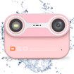Kids Waterproof Digital Camera for Underwater Snorkeling Diving 2.4 Inch IPS Display USB Rechargeable for Videos Photos 32GB Card Pink