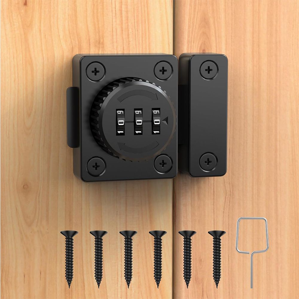 Combination Cabinet Latch, Keyless Drawer Lock, Easy to Install, Suitable for Kitchen Cabinet, Office Drawer, Wooden Furniture, One-Way Door