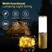 Camping Lantern 15M String 2 in 1 Outdoor Warm White Lights 4 Modes 5 Modes Rechargeable Lamp Waterproof Portable LED Tent Light Yard Garden Decoration