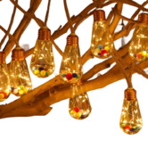 Solar Power USB rechargeable rope hemp 16 bulbs with vibrant mini fur balls Outdoor 8 Modes String Lights Garden Fence Balcony Col. Warm White