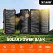 Solar Power Bank Portable Charger 20000mAh Phone Laptop Battery Pack 4 Foldable Panel Kit Camping External LED Flashlight