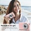 4K Digital Camera YouTube Vlogging Cam Autofocus 32GB Card 48MP 16X Zoom Anti-Shake Compact Point Shoot Portable Camera Pink