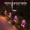 Solar Neon Flamingo Garden Stake Lights Outdoor Pathway Lawn Patio Yard Walkway Party Lighting
