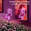 Solar Neon Flamingo Garden Stake Lights Outdoor Pathway Lawn Patio Yard Walkway Party Lighting