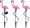 3 Pieces Flamingo Solar Flamingo Lights Outdoor Yard Waterproof Flamingo Stake Decorations Lawn Garden Christmas Patio Pond Ground Backyard Decor