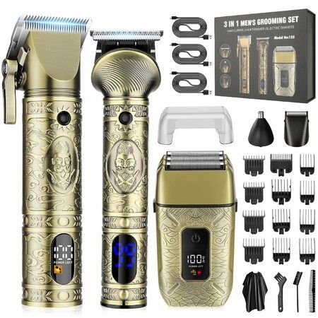 Professional Hair Clippers Men Electric Razor Shavers Nose Trimmer Cordless Beard Barber Grooming Kit