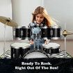 Melodic 5 Piece Kids Junior Drum Set w/ Hi Hat Cymbals Kick Pedal Stool Drumsticks