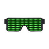 LED Glasses Light Up Dynamic Party Favor Glasses Festival Christmas USB Rechargeable LED Rave Glowing Flashing (Green)