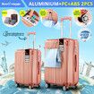 Carry On Luggage Set 2 Piece Travel Suitcases Hard Shell Case Cabin Bag Lightweight Trolley TSA Lock Cover 6 Packing Cubes Rose Gold