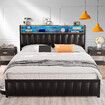 Double Size Bed Frame Bedroom Furniture Mattress Base Upholstered Platform Foundation Wooden PU Metal with Storage RGB