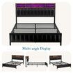 Double Size Bed Frame Bedroom Furniture Mattress Base Upholstered Platform Foundation Wooden PU Metal with Storage RGB