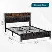 Double Size Bed Frame Bedroom Furniture Mattress Base Upholstered Platform Foundation Wooden PU Metal with Storage RGB