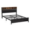 Double Size Bed Frame Bedroom Furniture Mattress Base Upholstered Platform Foundation Wooden PU Metal with Storage RGB