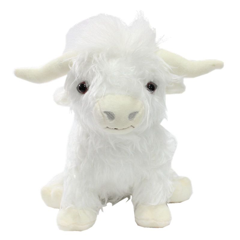 25cm Highland Cow Plush Toy Animal Doll Soft Stuffed Girls Boys Gift Toy Color White