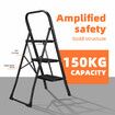 3 Step Folding Ladder Collapsible Stool Platform Foldable Portable Lightweight Steel Stairs Household Stepladder with Handrail