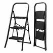 3 Step Folding Ladder Collapsible Stool Platform Foldable Portable Lightweight Steel Stairs Household Stepladder with Handrail