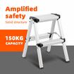 2 Step Folding Ladder Aluminium Collapsible Stool Foldable Portable Stairs Lightweight Household Warehouse Stepladder