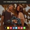 Wireless Lavalier Microphone for iPhone Android Camera, Mic with Noise Reduction 3 in 1 Cordless Microphone for TikTok,YouTube,Live Streaming
