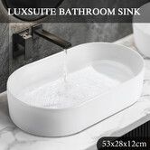 White Bathroom Sink Vessel Washing Basin Hand Wash Bowl Vanity Ceramic Oval Above Counter Modern Countertop Toilet