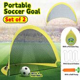 Pop Up Soccer Goals Football Net Set Portable Kids Backyard Game Training Practice Outdoor Sports Youth 120x86cm with 12cm Soccer Ball Pump