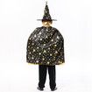 Set of Kids Halloween Black Wizard Capes with Hat And Cloak Props for Children Costumes