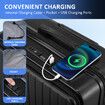 2 PCS Luggage Travel Set Carry On Suitcases Checked Bags Hard Case Front Open Pocket TSA Lock USB Charging Ports Phone Cup Holder Black Grey