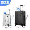 2 PCS Luggage Travel Set Carry On Suitcases Checked Bags Hard Case Front Open Pocket TSA Lock USB Charging Ports Phone Cup Holder Black Grey