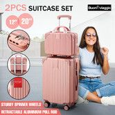 2 Piece Luggage Travel Set Hard Shell Carry On Suitcases Traveller Lightweight Trolley Checked Vanity Bag Rolling Cabin Case with Wheels Rose Gold