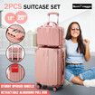 2 Piece Luggage Travel Set Hard Shell Carry On Suitcases Traveller Lightweight Trolley Checked Vanity Bag Rolling Cabin Case with Wheels Rose Gold