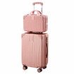 2 Piece Luggage Travel Set Hard Shell Carry On Suitcases Traveller Lightweight Trolley Checked Vanity Bag Rolling Cabin Case with Wheels Rose Gold