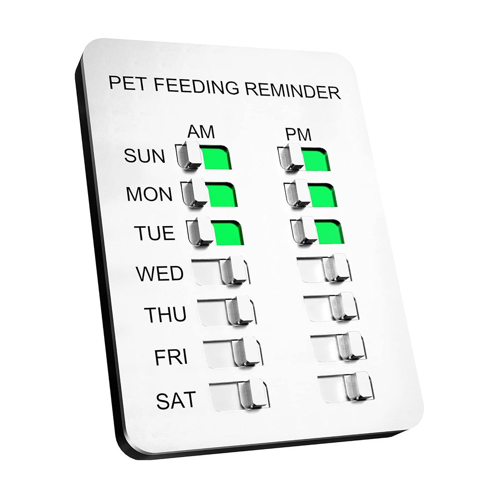 Dog Feeding Reminder Magnetic Reminder Sticker, AM and PM Daily Indication Chart Feed Your Pets, White