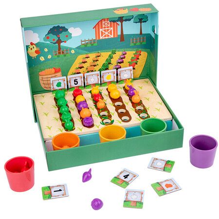 Montessori Toy Farm Fruit Vegetables Sorter Game Kids Educational Sensory Interactive Wooden Toys For Children Girls Boys
