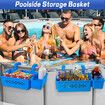 2 Sets of Poolside Storage Baskets with Cup Holders - Perfect for 3-Inch or Smaller Top Rails - above Ground Pool Accessories - Fit for Most above Ground Pool (Blue)