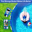 2 Sets of Poolside Storage Baskets with Cup Holders - Perfect for 3-Inch or Smaller Top Rails - above Ground Pool Accessories - Fit for Most above Ground Pool (Blue)