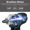 Cordless Electric Impact Wrench Brushless Rattle Gun 1/2" Driver +Large Battery