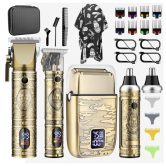Cordless Beard Trimmer Electric Hair Clippers Professional Rechargeable Barber Grooming Kit with Razor Foil Shaver Haircut Styling Tool