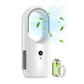 Bladeless Desk Fan Rechargeable 6 Speed 6000mAh Battery Touch Control Personal Table Small Quiet Office Bedroom White