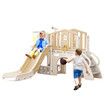 7 in 1 Kids Slide Set Ladder Steps Basketball Hoop Playground Activity Centre Telescope Ring Toss Tunnel Indoor Outdoor Toy Playset