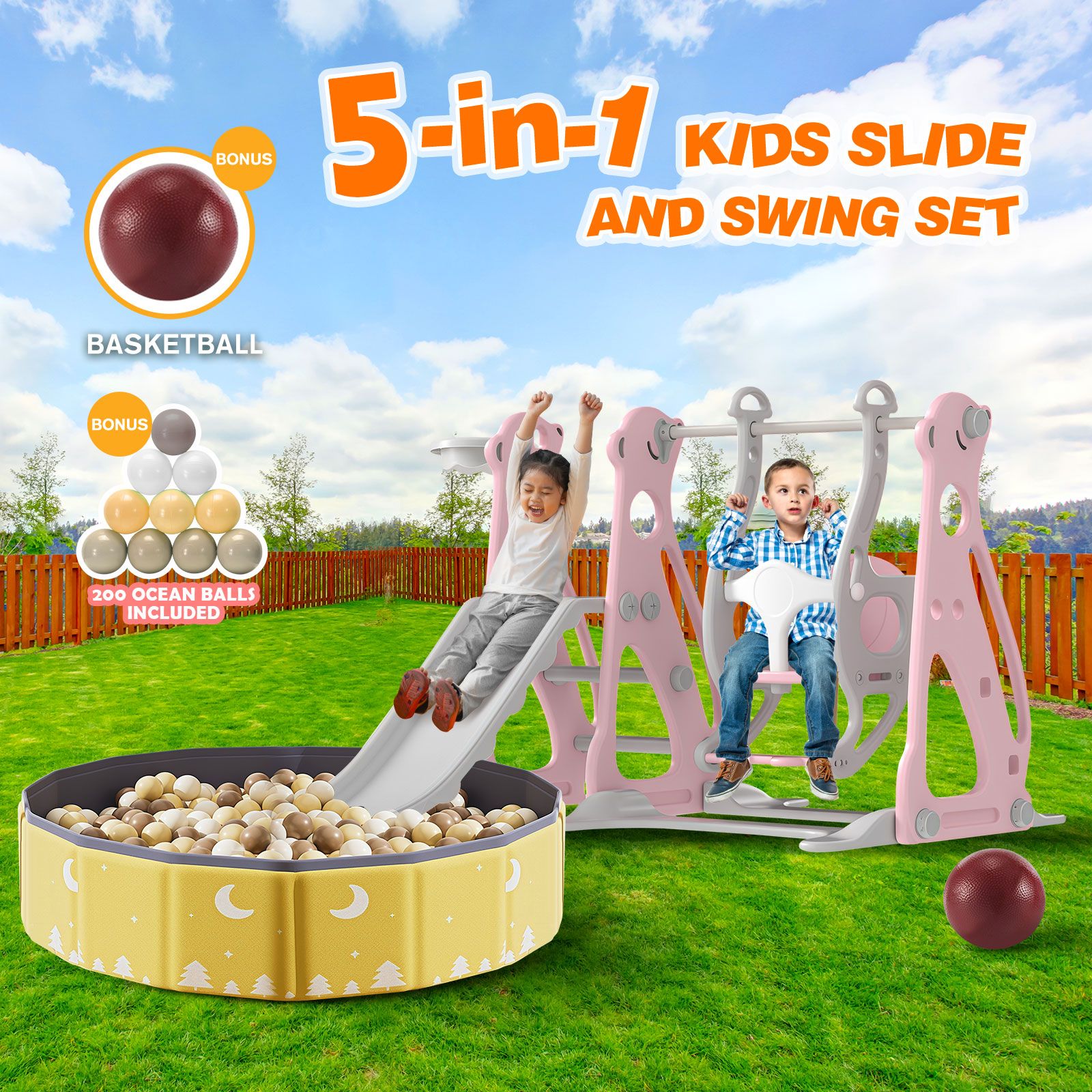 Outdoor Ball Pit With Slide And Swing In Slide Swing Set Kids