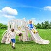 7 in 1 Kids Slide Set Ladder Basketball Hoop Playground Telescope Steps Activity Centre Tunnel Ring Toss Indoor Outdoor Playset Toy