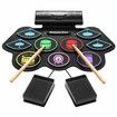 9 Pads Electronic Drum Kit Electric Digital USB Roll Up Bluetooth Practice Pad Speaker Headphone Jack Beginner Musical Instrument Drumsticks Colourful