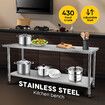 Stainless Steel Kitchen Bench Workbench Island Food Prep Table Countertop Benchtop Work Desk Adjustable Storage Shelf 430 Commercial 182.9x61cm
