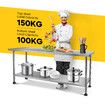 Stainless Steel Kitchen Bench Workbench Island Food Prep Table Countertop Benchtop Work Desk Adjustable Storage Shelf 430 Commercial 182.9x61cm